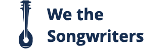 We the Songwriters logo: a blue spoon turned into a guitar.